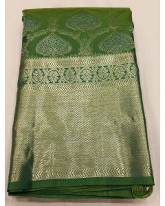 Pure Kanchipuram Silk Saree Body Green Border Green