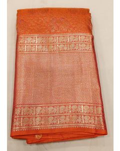 Pure Kanchipuram Silk Saree Body Orange Border Orange