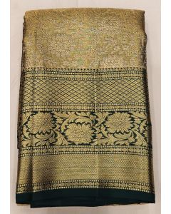 Pure Kanchipuram Silk Saree Body Light Pista Border Dark Green
