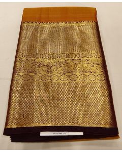 Pure Kanchipuram Silk Saree Body Mustard Border Maroon