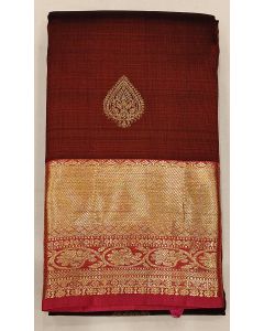 Pure Kanchipuram Silk Saree Body Maroon Border Rani