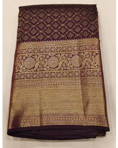 Pure Kanchipuram Silk Saree Body Brown Border Brown